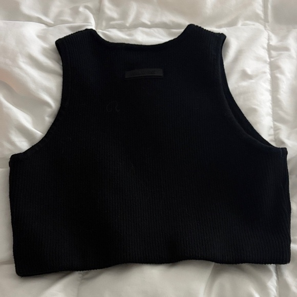 Essentials Black Ribbed Crop Top - Picture 4 of 6